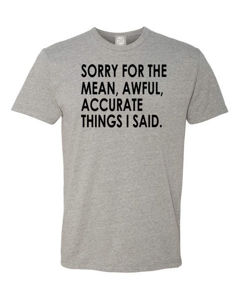 Sorry For The Mean Awful Accurate Things I said T-Shirt